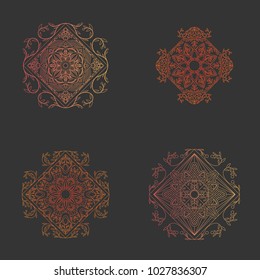 Mandala texture icons set abstract decoration background ornament element luxury ramadhan illustration emblem isolated