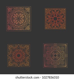 Mandala texture icons set abstract decoration background ornament element luxury ramadhan illustration emblem isolated