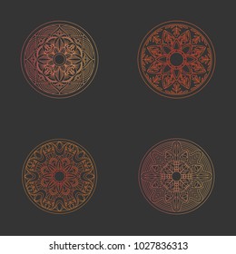 Mandala texture icons set abstract decoration background ornament element luxury ramadhan illustration emblem isolated