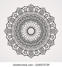 A mandala that blends sunflower shapes and aesthetic decorations suitable for your decor, henna, tattoo and business