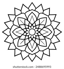 mandala that resembles a stained glass window-shaped design for coloring book. mandala line art vector illustration for Mehndi, tattoo, yoga logo, pattern design