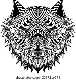 a mandala themed wolf illustration