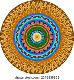 Mandala of thorns with roses and sun.