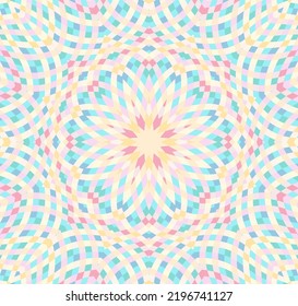 Mandala Fliesen Blumengeometrische Vektorgrafik nahtlose Muster orientalische Design. Mosaikblüte ethnisches Motiv. Schöne Stoffbeziehung. Marokkanischer traditioneller Hintergrund. Trendy Floor Fraktal Kachel Druck.