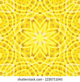 Vector geométrico floral de mosaico Mandala diseño oriental sin fisuras. Motif floral de Kaleidoscope. Relación de tela bohemia. Fondo folclórico indio. Impresión de baldosas fractales en el suelo de moda.