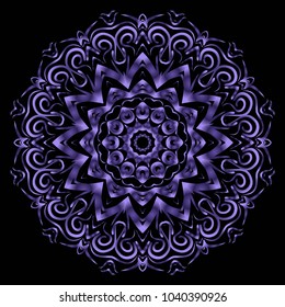 Mandala tracery floral design. Vector illustation. Purple color. Handmade texture.