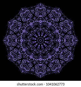 Mandala tracery floral design. Vector illustation. Purple color. Handmade texture.