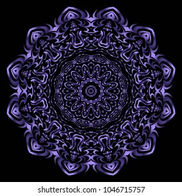 Mandala tracery floral design. Vector illustation. Purple color. Handmade texture.
