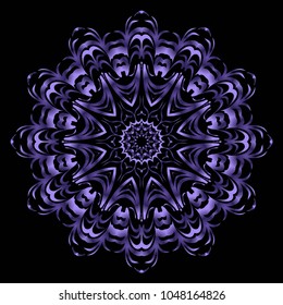 Mandala tracery floral design. Vector illustation. Purple color. Handmade texture.
