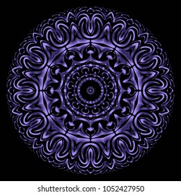 Mandala tracery floral design. Vector illustation. Purple color. Handmade texture.