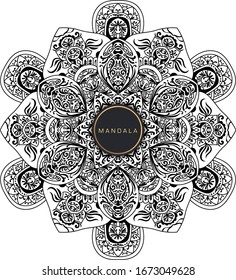 Mandala, doodle de boho redondo traceroso. Ornamento étnico, simetría esbozada. Folk, diseño de meditación. Forma curvada, aislada en blanco. Arte blanco y negro. Vector
