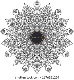 Mandala, tracery round boho doodle. Ethnic ornament, sketched symmetry. Folk, meditation design. Curved shape, isolated on white. Black and white art. Vector