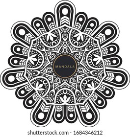 Mandala, tracery round boho doodle. Ethnic ornament, sketched symmetry. Folk, meditation design. Curved shape, isolated on white. Black and white art. Vector