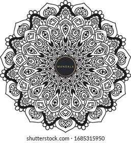 Mandala, tracery round boho doodle. Ethnic ornament, sketched symmetry. Folk, meditation design. Curved shape, isolated on white. Black and white art. Vector