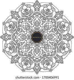 Mandala, tracery round boho doodle. Ethnic ornament, sketched symmetry. Folk, meditation design. Curved shape, isolated on white. Black and white art. Vector