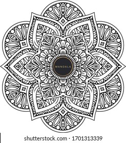 Mandala, tracery round boho doodle. Ethnic ornament, sketched symmetry. Folk, meditation design. Curved shape, isolated on white. Black and white art. Vector