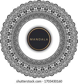 Mandala, tracery round boho doodle. Ethnic ornament, sketched symmetry. Folk, meditation design. Curved shape, isolated on white. Black and white art. Vector