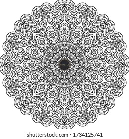  Mandala, Tracery Round Boho Doodle. Ethnische Ornamente, gezeichnete Symmetrie. Leute, Meditationsdesign. Kurve Form, isoliert auf Weiß. Schwarz-Weiß-Kunst. Vector
