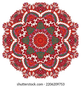 Mandala. Tracery wheel image. Mehndi design. Ethnic doodle art. Curved doodling picture. Vector
