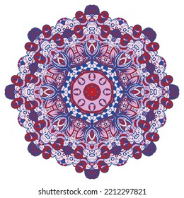 Mandala. Tracery wheel image. Mehndi design. Ethnic doodle art. Curved doodling picture. Vector