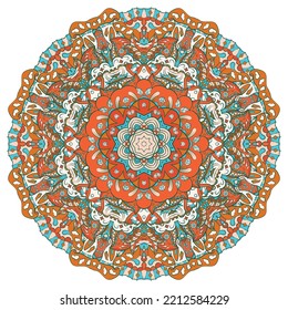 Mandala. Image de roue de trace. Design Mehndi. L'art du gribouillage ethnique. L'image du gribouillage courbe. Image vectorielle