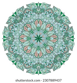 Mandala. Image de roue de trace. Design Mehndi. L'art du gribouillage ethnique. L'image du gribouillage courbe. Image vectorielle