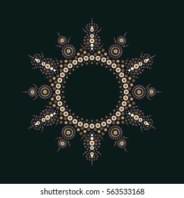 Mandala traditional pattern vector.Round star frame.Artistic dot design background.