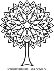 Mandala tree for coloring books