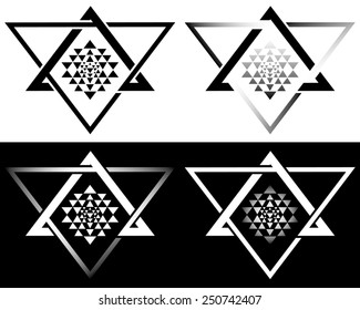 MANDALA IN TRIANGLE. BLACK