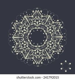 Mandala tribal design. Outlined shape inspired by tribal indian art. Vintage decorative element. Hand drawn background. Islamic arabic, indian, ottoman, asian motifs.