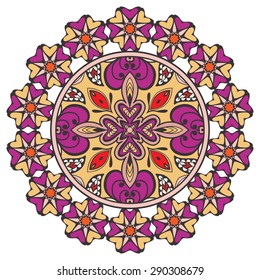 Mandala, tribal ethnic ornament, vector islamic arabic indian pattern.