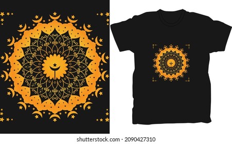 Plantilla vectorial de diseño de camisetas de Mandala 