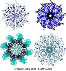 Mandala with twists. set of circular patterns. vector illustration