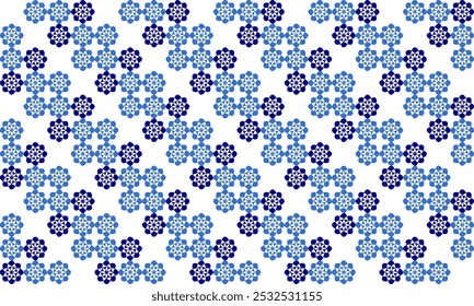 mandala dois tons de flores cinza azul repete o padrão na cor branca, ilustração de imagem completa, design para impressão de tecido, impressão, tabuleiro de xadrez, cadeia de xadrez