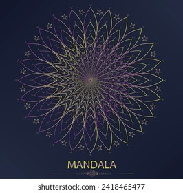 Mandala universal constructor set. gradient vector seamless pattern, corner frame elements and design template for postcards, banners and decor. Indian