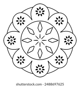 mandala using animal footprints and track shapes design for coloring book. mandala line art vector illustration for Mehndi, tattoo, yoga logo, pattern design