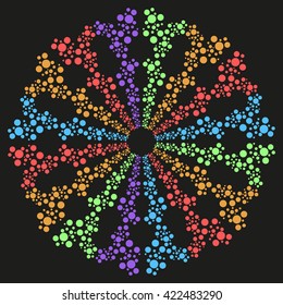 Mandala varicolored. Black background. Symbol of rainbow
