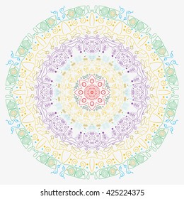 Mandala varicolored. White background.