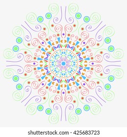Mandala varicolored. White background.