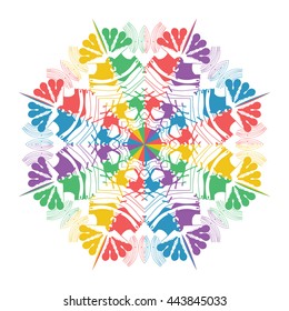 Mandala varicolored. White background. Beautiful rainbow colors combination.