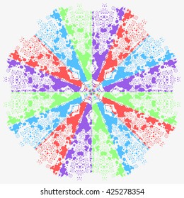 Mandala varicolored. White background. Rainbow colors.