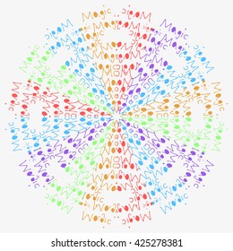 Mandala varicolored. White background. Rainbow colors.