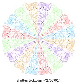 Mandala varicolored. White background. Rainbow.