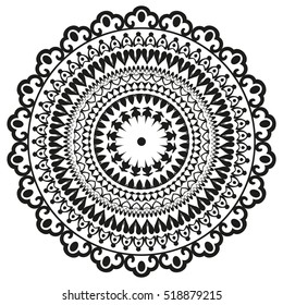 Mandala. Vector abstract image. Spherical pattern on a white background.
geometric symbol of a complex structure. Black and white circle pattern.
Buddhist a sacral symbol. Sphere of abstract shapes.