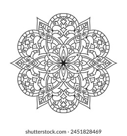 Mandala vector for adult coloring page kdp interior. Round outline mandala coloring book page