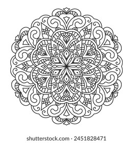 Mandala Vector para adultos para colorear página kdp interior. Página de libro para colorear mandala de contorno redondo