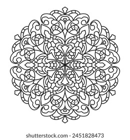 Mandala vector for adult coloring page kdp interior. Round outline mandala coloring book page