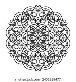 Mandala vector for adult coloring page kdp interior. Round outline mandala coloring book page