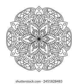 Mandala Vector para adultos para colorear página kdp interior. Página de libro para colorear mandala de contorno redondo