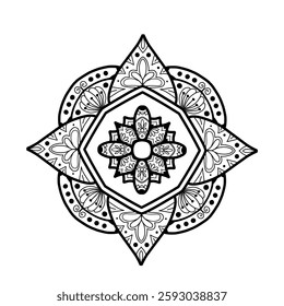 Mandala vector art. Black and white mandala. outline mandala